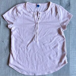Old Navy ribbed henley tee blush pink size small